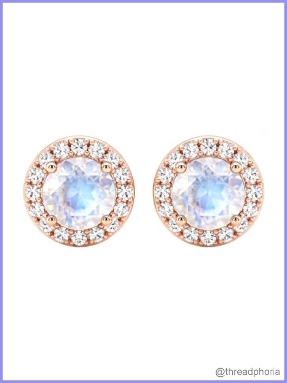 925 Sterling Silver Moonstone Stud Earrings Rose Gold Plated Handcrafted Gift